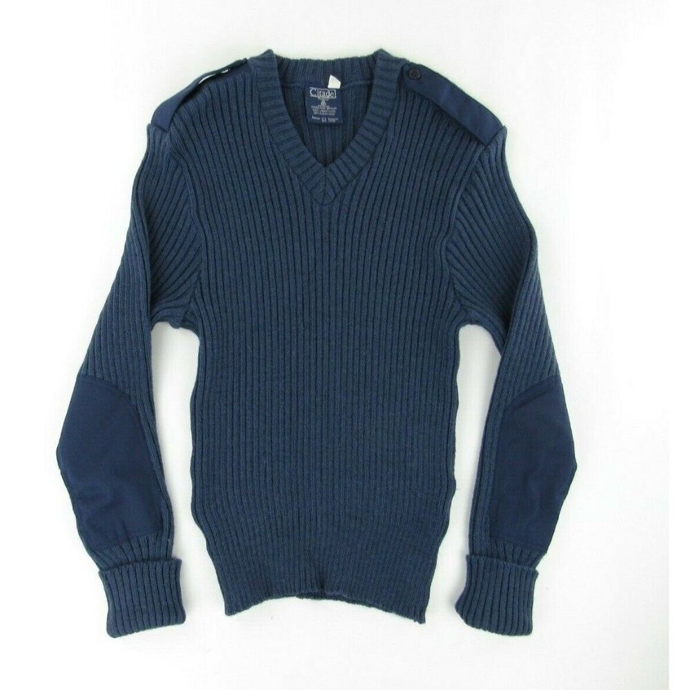 Citadel Mens Wool Sweater XXL 44 Blue Long Sleeve V Neck Pullover